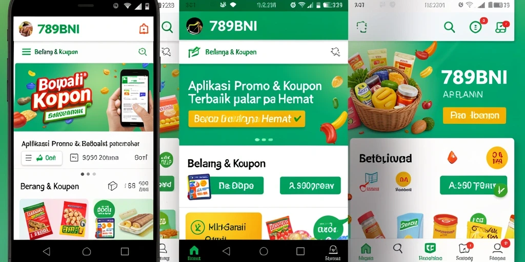 Antarmuka aplikasi 789BNI menampilkan berbagai kupon dan promo menarik.