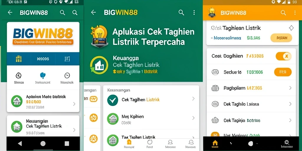 Tampilan antarmuka utama aplikasi Cek Tagihan Listrik BIGWIN88.