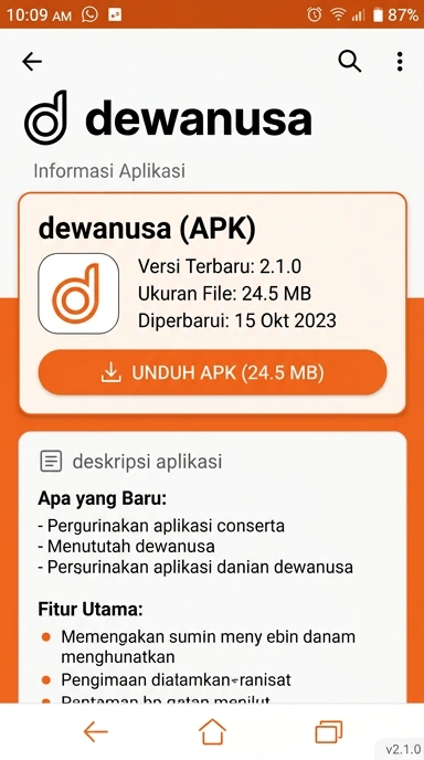 Tampilan halaman APK dewanusa