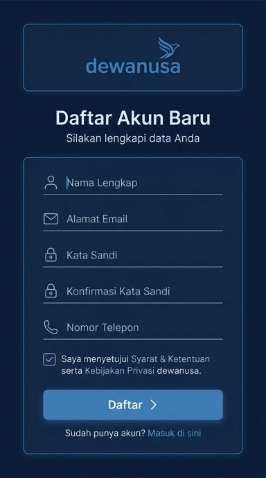 Tampilan halaman daftar dewanusa